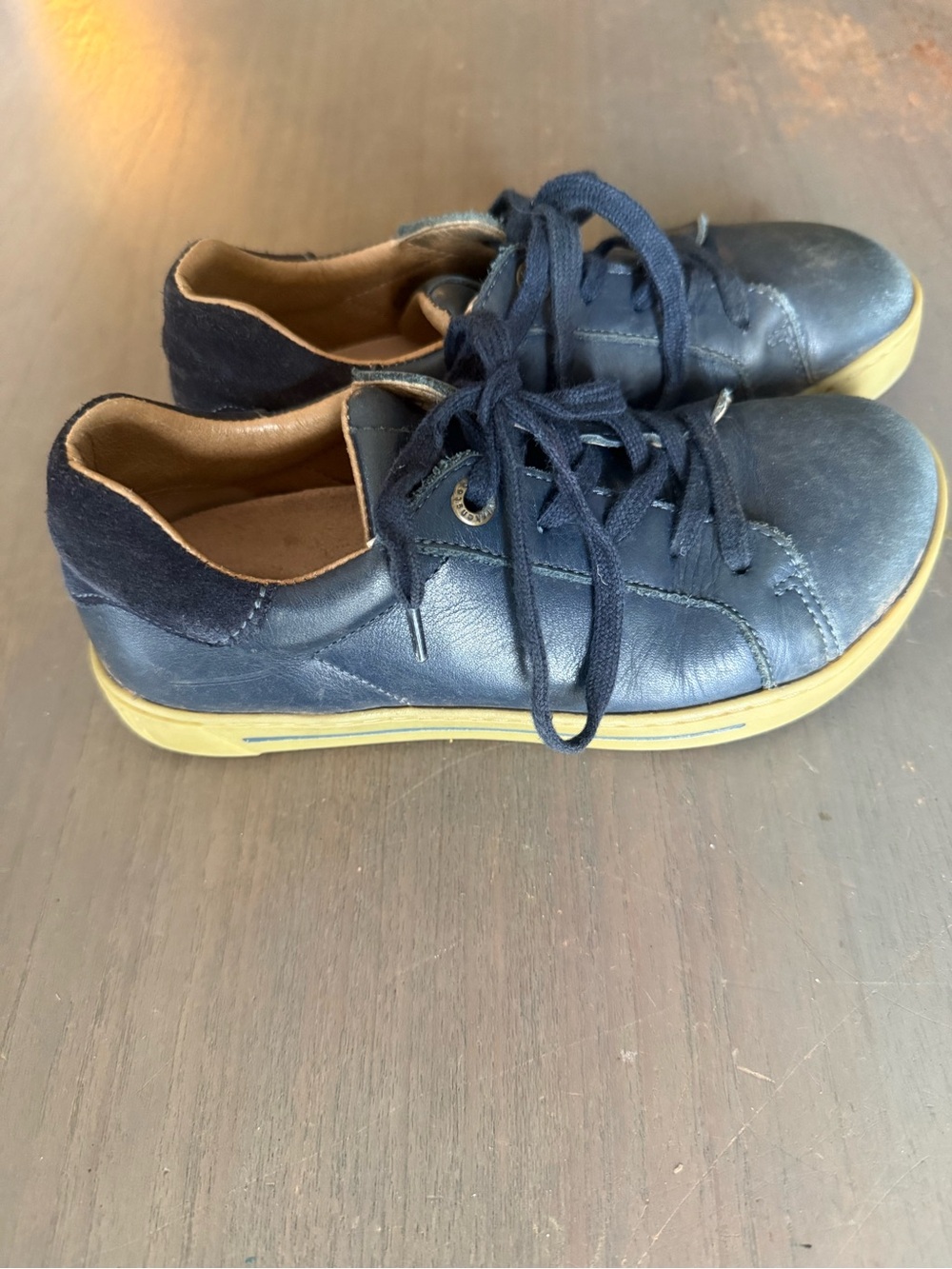 Boys Birkenstock Casual Navy Leather Sneakers size 31-200-c13